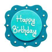 Anniversary House - Blue Happy Birthday Sugarcraft Plaque