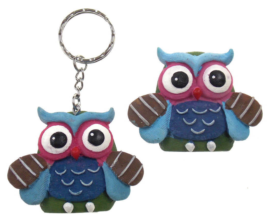 Fashioncraft Good Luck Wise Owl Refrigerator Magnets Key Rings Chain Set 8 Blue