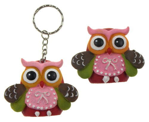 Fashioncraft Thinking Of You Wise Owl Refrigerator Magnets Key Rings Set 8 Pink