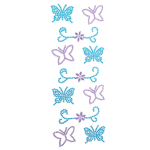 Floral Butterfly Gem Art Craft 3D Stickers, 11-Piece