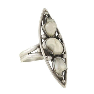 Arts & Crafts Sterling Mississippi River Pearl Navette Ring