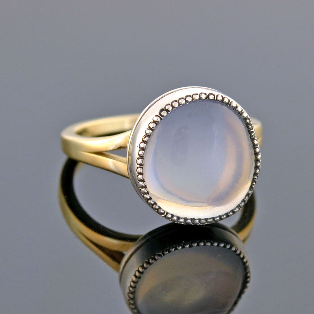 Arts and Crafts 14kt/Sterling Moonstone Ring