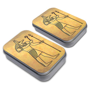Anubis Ancient Egyptian God Decorative Craft Trinket Metal Tin Box Set of 2