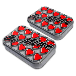 Be Mine with Heart Pattern Decorative Craft Trinket Metal Tin Box Set of 2