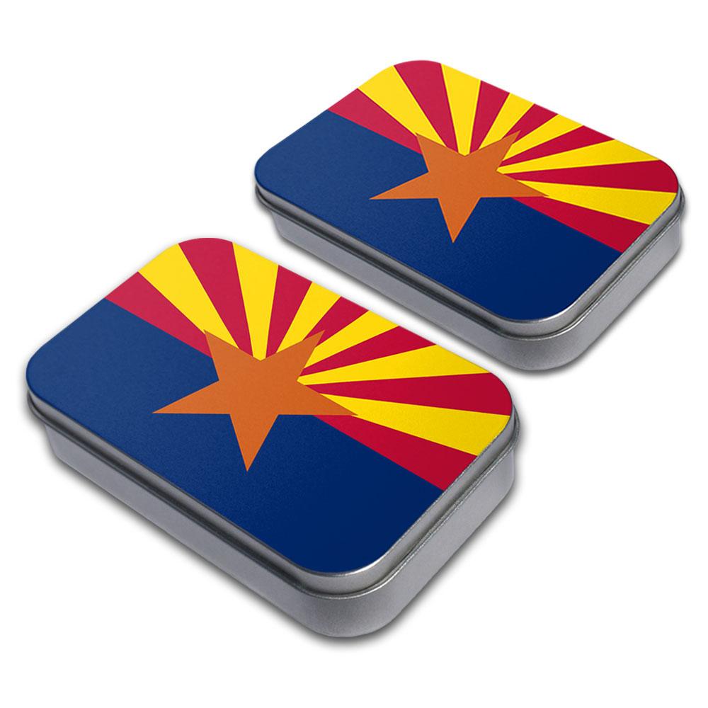 Arizona State Flag Decorative Craft Trinket Metal Tin Box Set of 2
