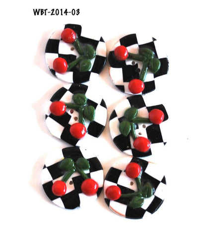 Craft Buttons, Red Cherry Craft Buttons, Hair Bow Buttons, Scrapbook Buttons