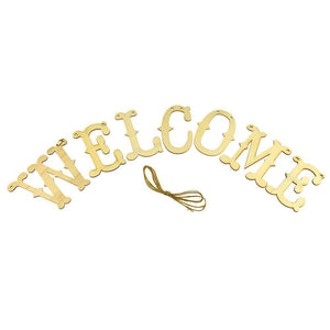 Craft Wooden Laser Cut Banner "Welcome", 4-1/4-Inch