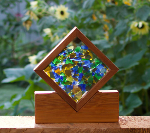 Freestanding Sea Glass Stained Glass Suncatacher Handcrafted