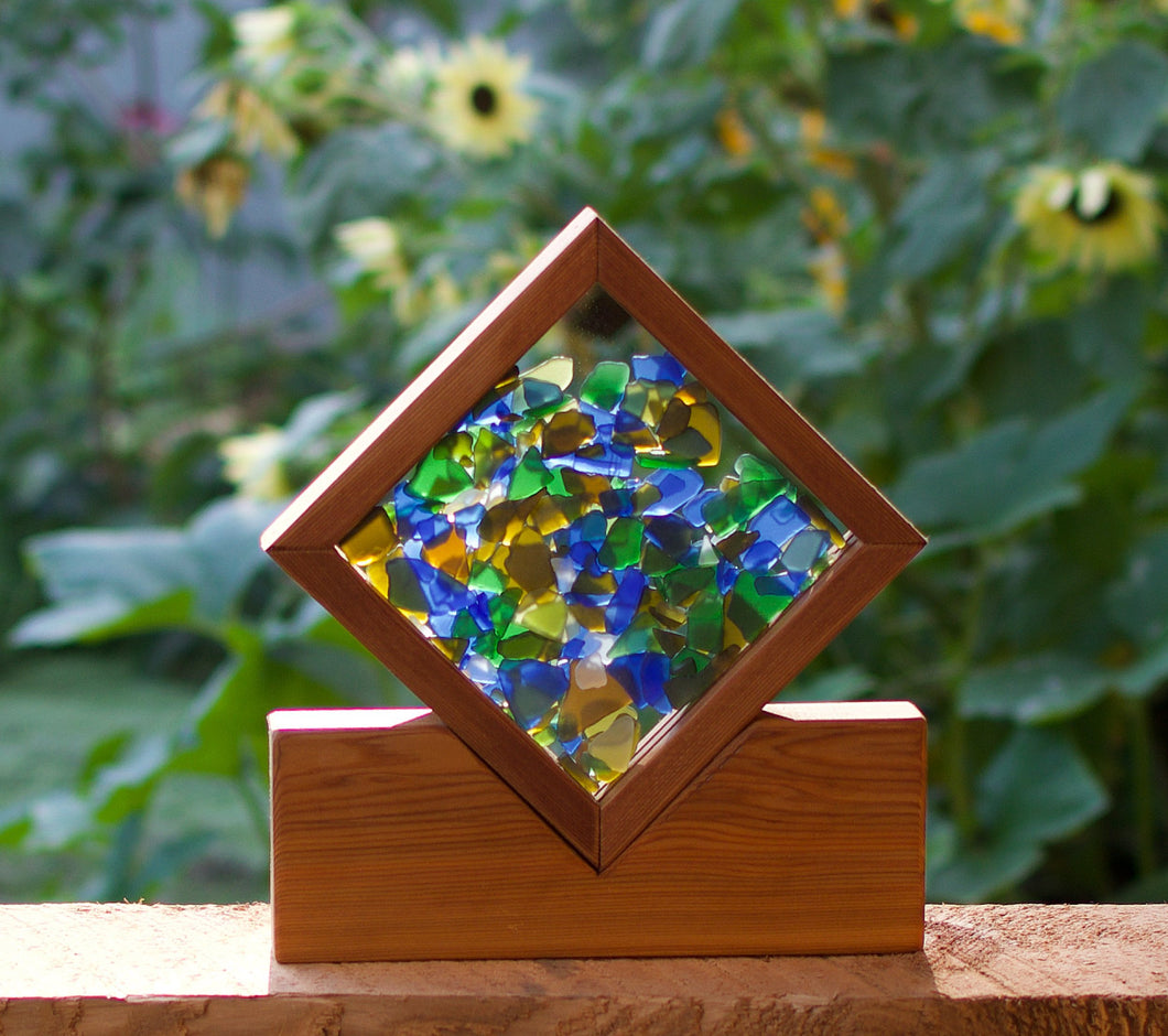 Freestanding Sea Glass Stained Glass Suncatacher Handcrafted