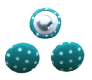 Aqua Blue Polka Dot Fabric Craft Buttons - Pack of 3