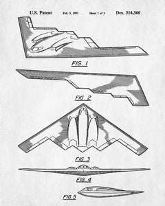 B2 Bomber Aircraft Blueprint Art Patent Print Wall Art Poster