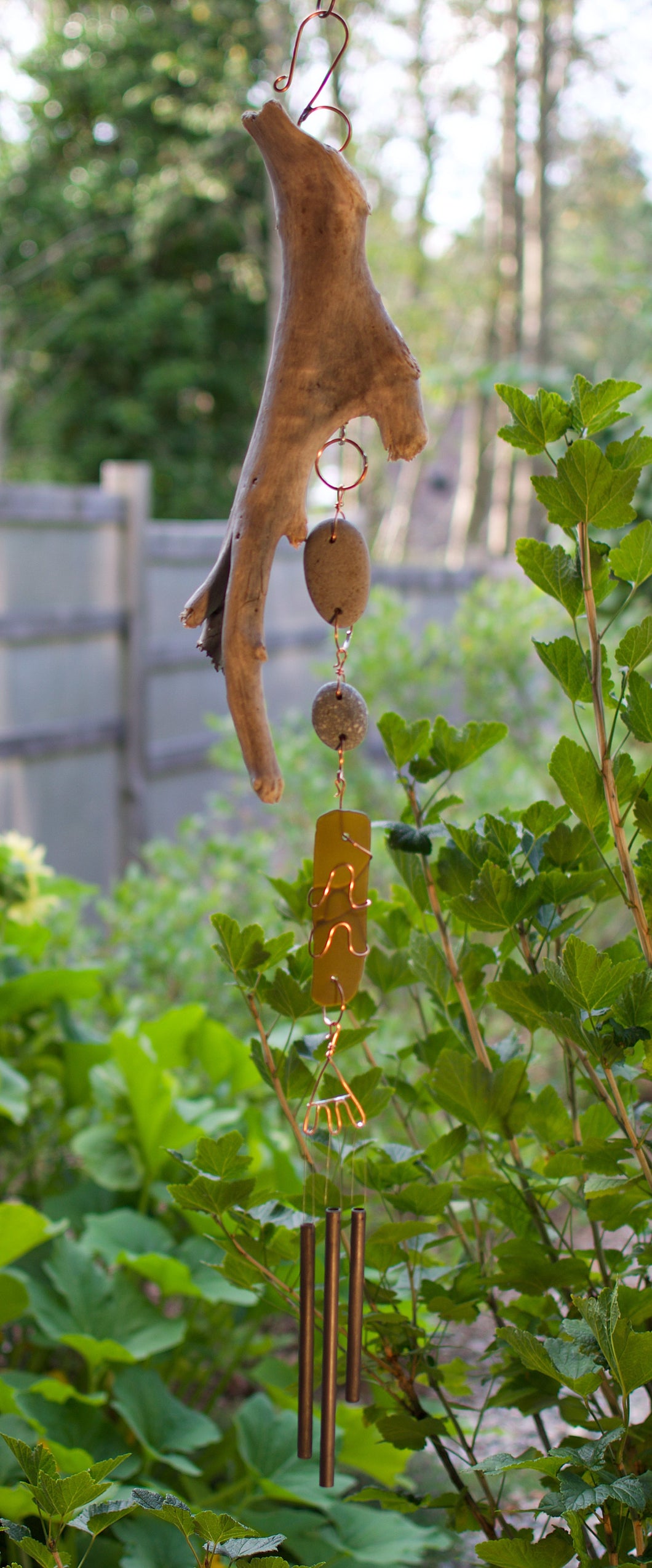 Driftwood Beach Stone Handcrafted Garden Wind Chime