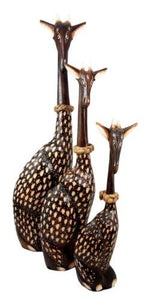 Balikraft Balinese Wood Handicrafts Large Safari Giraffe Family Figurine Set