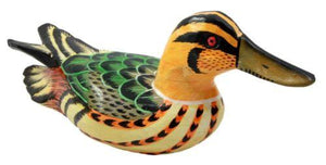 Balinese Wood Handicrafts Bright Waterfront Swimming Duck Figurine 9.5"Long