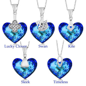 Bermuda Blue Truly In Love 925 Silver Pendant Crafted with Swarovski Crystals