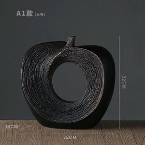 black Modern creative resin apple statue home decor fashion crafts room decoration objects vintage ornament resin art figurines