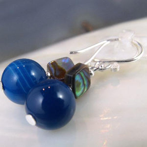 Blue Agate jewellery earrings, semi-precious stone earring jewellery, Agate earrings