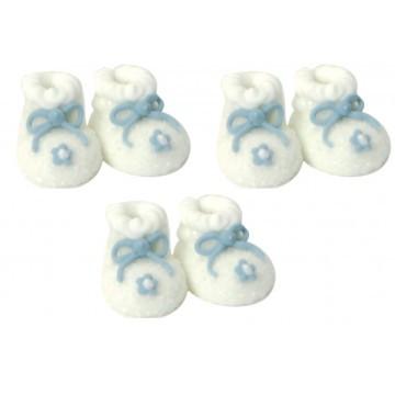 Anniversary House - 6 White/Blue Booties Sugarcraft Toppers
