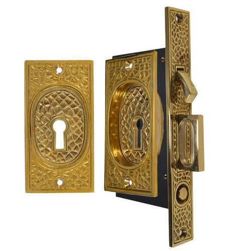 Craftsman Pattern Single Pocket Privacy (Lock) Style Door Set