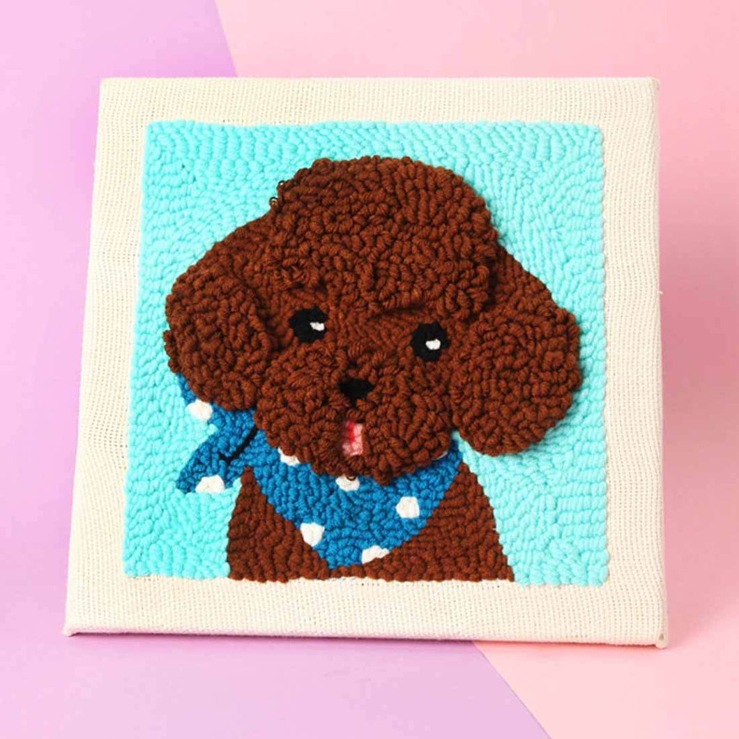 Chocolate Dog DIY Rug Hooking Punch Needle Embroidery Hand Craft