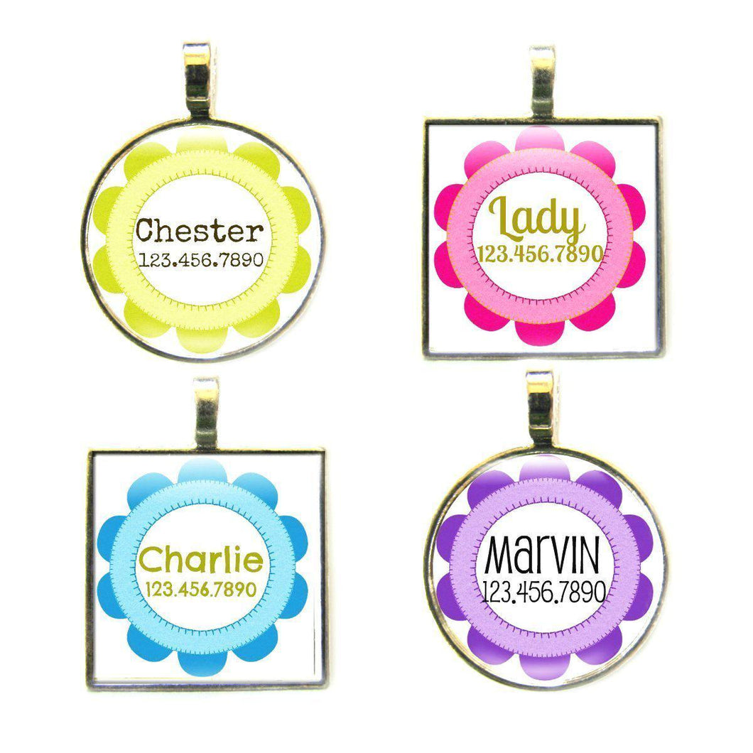 Craft Flower Custom Dog ID Tag