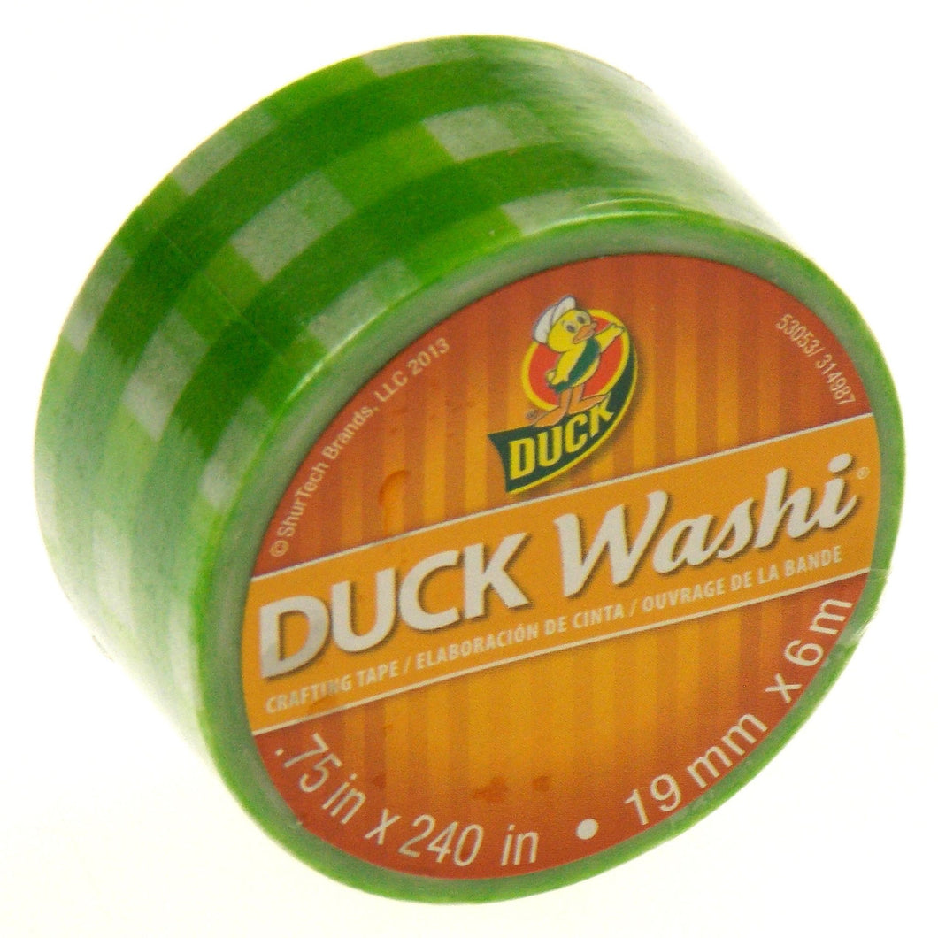 Duck Washi Crafting Tape Green White Lot of 6 Rolls .75