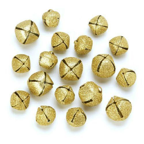 Darice Glitter Gold Craft Bells Assorted Sizes 18 Pieces 1099-27