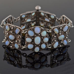 Arts & Crafts Sterling Silver Opal Link Bracelet