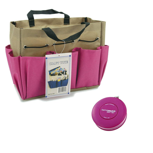 Craft Bundle - Pink Allary Tote with Assorted Color Allary Rollfix Hoechstmass 60-Inch/150-Centimeter Retractable Tape Measure