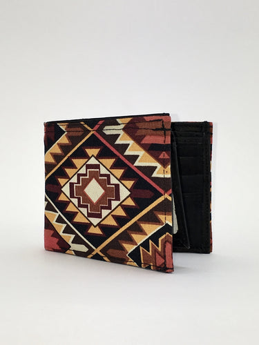Geometric print handcrafted billfold wallet