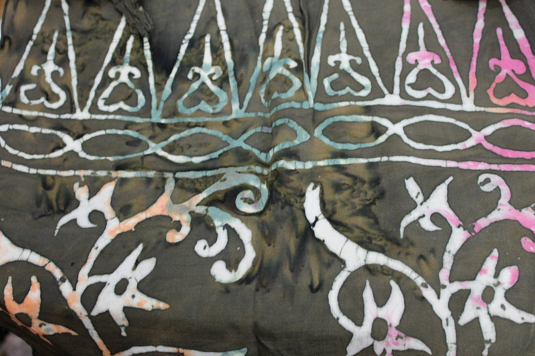 Bali Hand Printed Batik Batik Scarf with Fringe