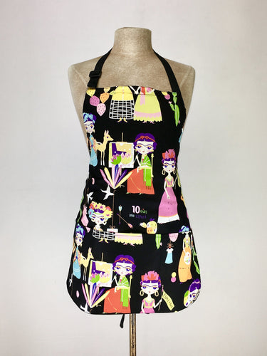 Frida Kahlo cartoon print handcrafted double sized apron