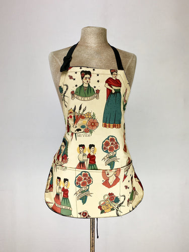 Frida Kahlo inspired print handcrafted double sided apron