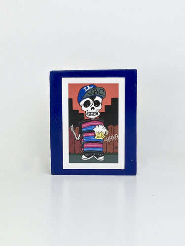 East Los Boy dia de Muertos inspired handcrafted pop art frame by Ninoska Arte