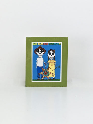Family piñata dia de muertos inspired handcrafted pop art frame by Ninoska Arte