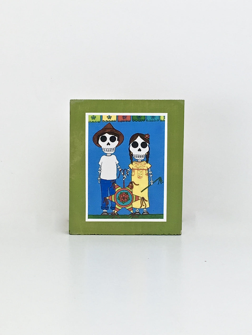 Family piñata dia de muertos inspired handcrafted pop art frame by Ninoska Arte
