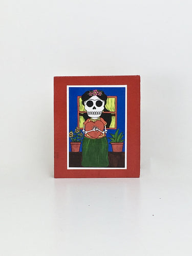 Frida Kahlo Heartfelt Hug Dia de Muertos handcrafted pop art frame by Ninoska Arte