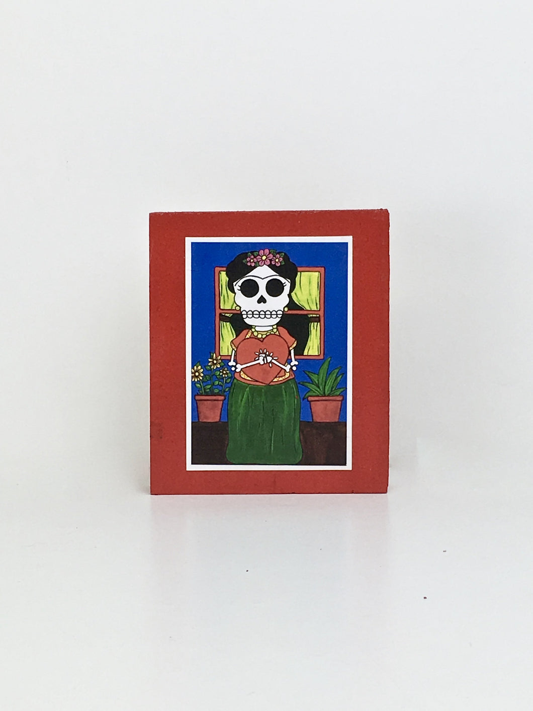 Frida Kahlo Heartfelt Hug Dia de Muertos handcrafted pop art frame by Ninoska Arte