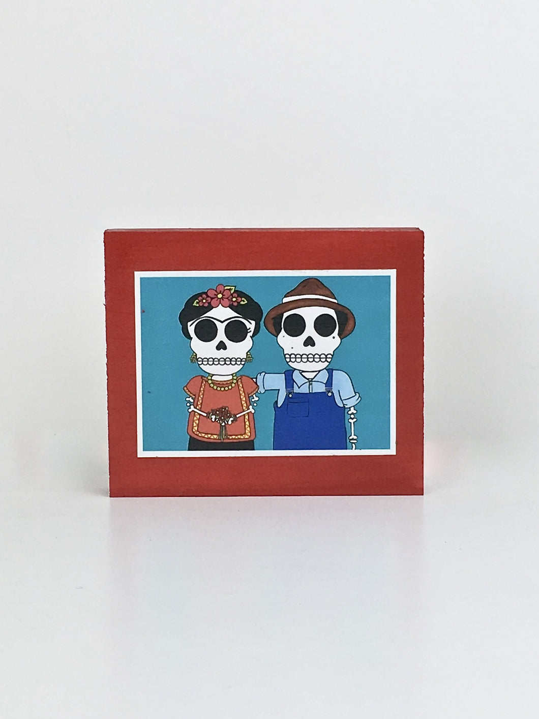 Frida y Diego inspired Dia de Muertos handcrafted pop art frame by Ninoska Arte