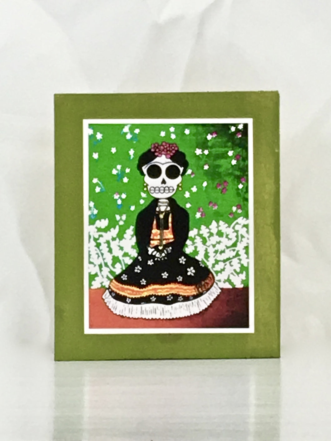 Frida Vogue Dia de Muertos handcrafted pop art frame by Ninoska Arte