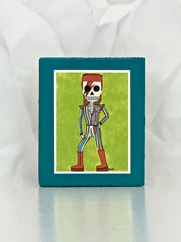 David Bowie inspired Dia de Muertos handcrafted pop art frame by Ninoska Arte