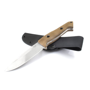 Benchmade Survival Knife - Bushcrafter Fixed Steel Drop-Point Blade Sand Handle | 162-1