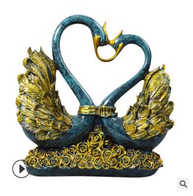 European Luxury Creative Resin Swan Ornament Home Decoration Craft Statue