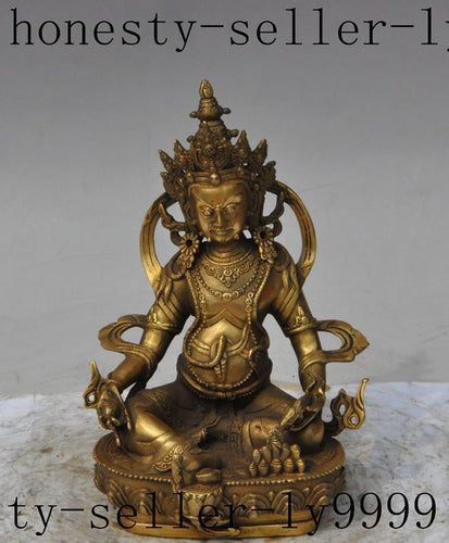 Crafts statue chinese tibet buddhism brass snake Yellow Jambhala buddha god immortals statue halloween