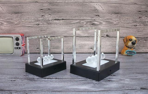 Electric Led Newton'S Cradle Balls Decor Physics Teaching Newton Pendulum Ball Home Office Decoration Figurine Gift Craft