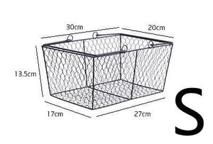 Dunxdeco Vintage Iron Net Handle Basket Flowers Multifunction Storage Basket Iron Wire Craft Home Store Decoration Photo Prop