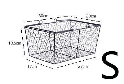Dunxdeco Vintage Iron Net Handle Basket Flowers Multifunction Storage Basket Iron Wire Craft Home Store Decoration Photo Prop