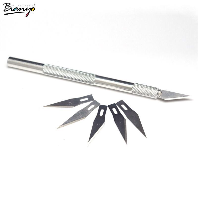 Bianyo Non-Slip Metal 6 Blades Wood Carving Tools Fruit Food Craft Sculpture Engraving Utility Knife For Stationery Art Supplies