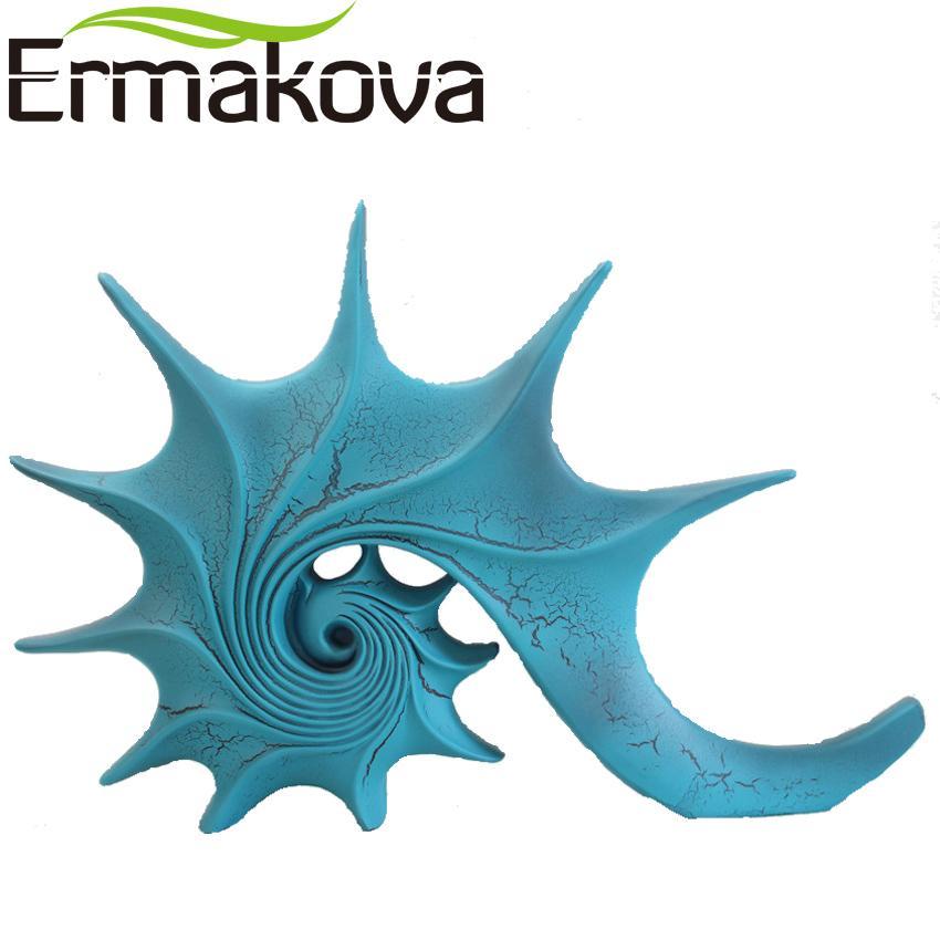 Ermakova 43Cm16.9 Height Conch Statue Sea Snail Animal Sculpture Whelk Figurine Resin Crafts Home Decor Wedding GiftBlue