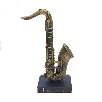 Ermakova 11.429CmRetro Resin Sax W/ Book Figurine Saxophone Miniature Craft Bar Coffee Shop Decorative Statue Sculpture